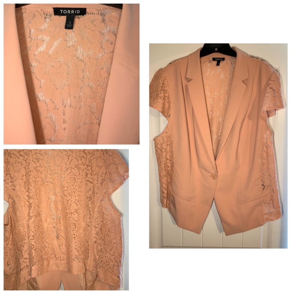 Blush Lace back blazer